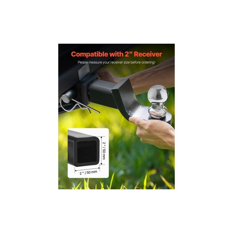 Vetokuulakoukku hiiliteräs 50 mm vastaanottimeen 3400 kg vetokyky 2 tuuman pudotus