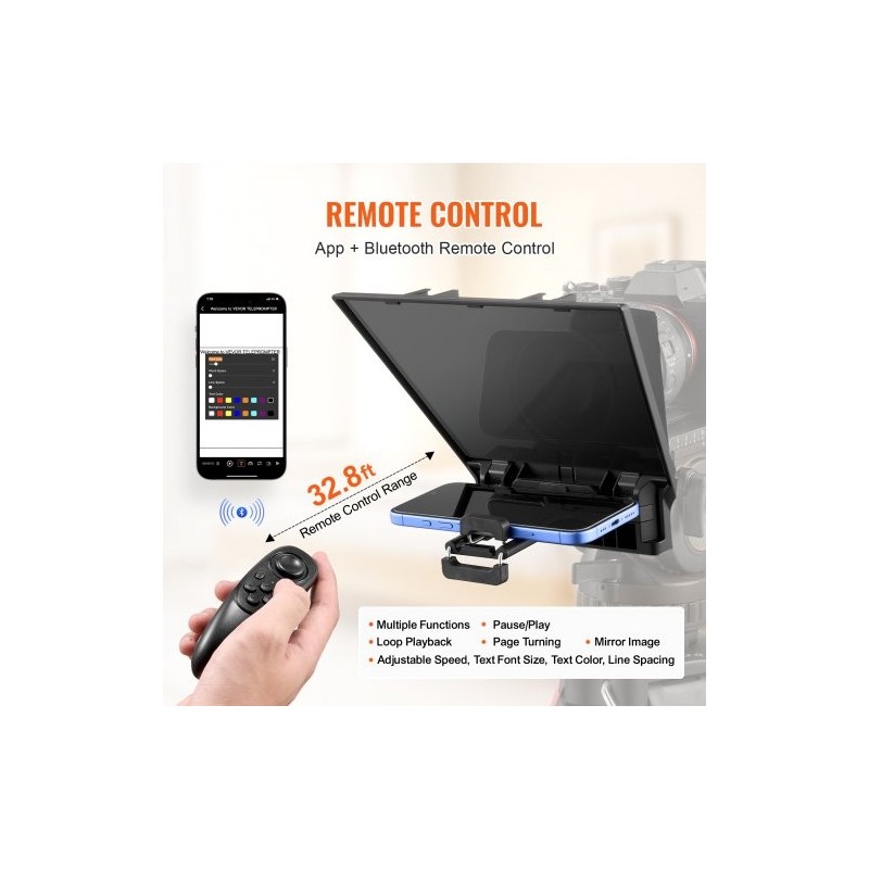 Pöytäteleprompteri 8 tuuman 70 prosenttia läpäisevä heijastuslasi järjestelmäkamera webkamera älypuhelintuki