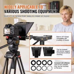 Pöytäteleprompteri 8 tuuman 70 prosenttia läpäisevä heijastuslasi järjestelmäkamera webkamera älypuhelintuki