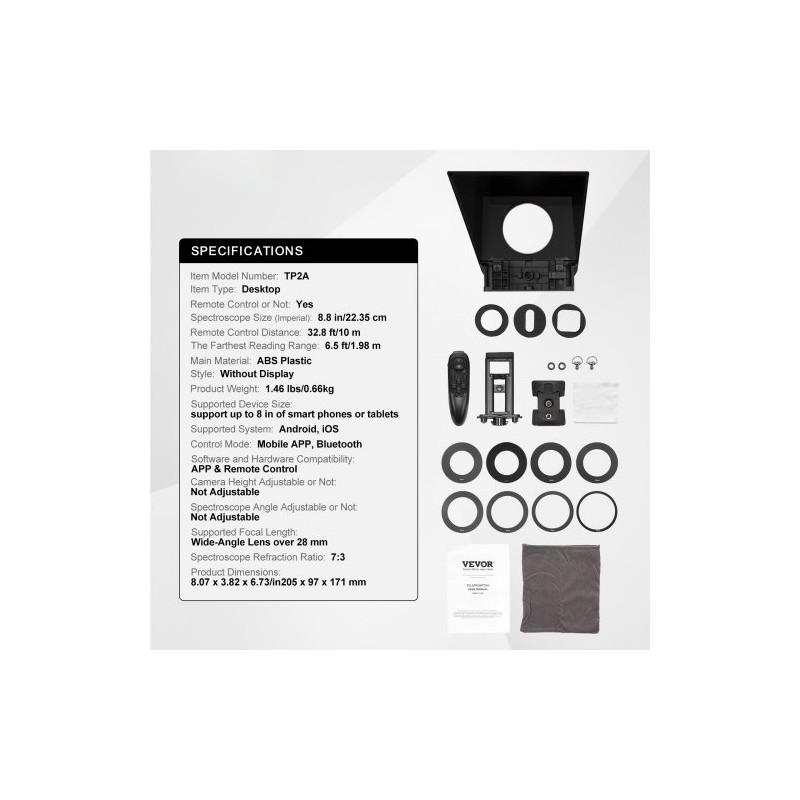 Pöytäteleprompteri 8 tuuman 70 prosenttia läpäisevä heijastuslasi järjestelmäkamera webkamera älypuhelintuki