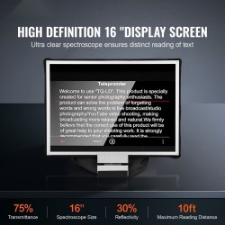 Lattiamallinen teleprompteri alumiiniseos 16 tuumaa puoliläpäisevällä peilillä tukee älypuhelimia Bluetooth-kaukosäätimellä