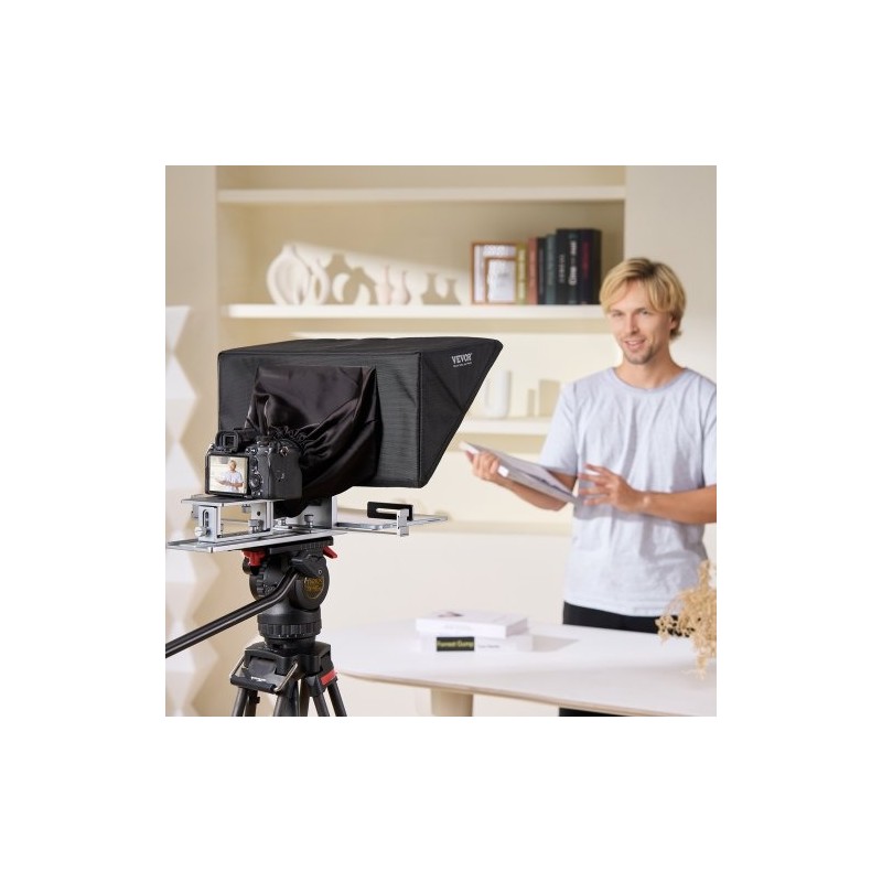 Lattiamallinen teleprompteri alumiiniseos 16 tuumaa puoliläpäisevällä peilillä tukee älypuhelimia Bluetooth-kaukosäätimellä