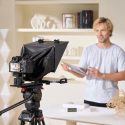 Lattiamallinen 13-tuumainen teleprompteri sinkitty teräslevy 70% valonläpäisy tukee DSLR-kameroita ja 11-tuumaisia älypuhelimia