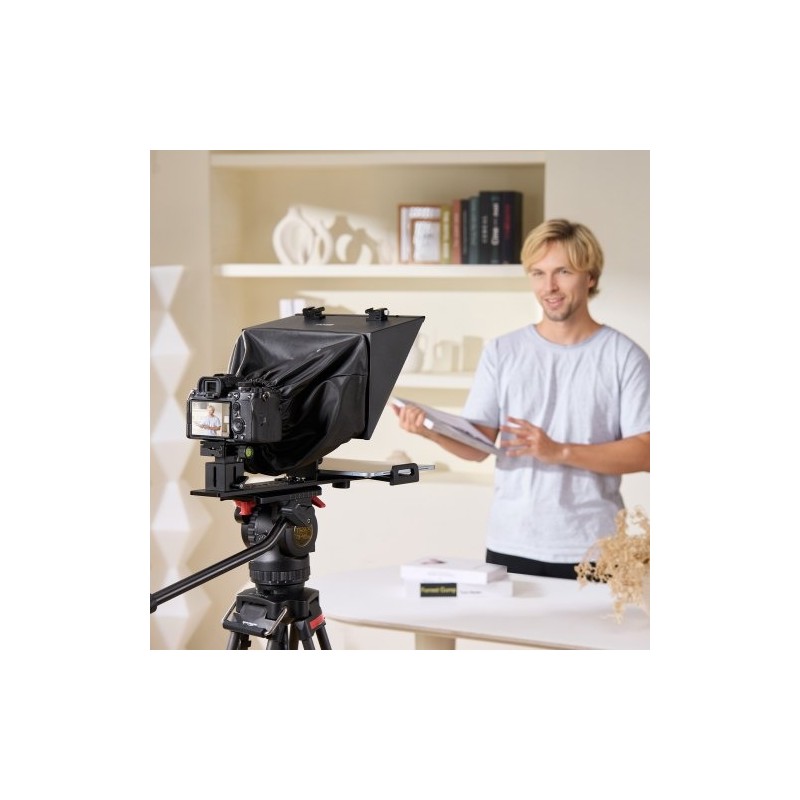 Lattiamallinen 13-tuumainen teleprompteri sinkitty teräslevy 70% valonläpäisy tukee DSLR-kameroita ja 11-tuumaisia älypuhelimia