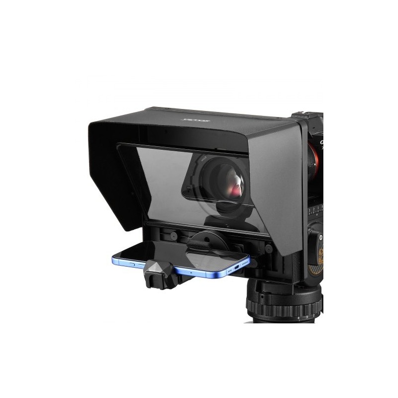 Pöytäteleprompteri 10-tuumainen alumiiniseoksesta ja ABS-muovista tukee järjestelmäkameraa ja älypuhelimia