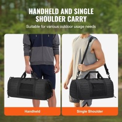 Taktinen duffel-laukku 45L 600D polyesteri musta MOLLE-järjestelmä vedenpitävä kenkäosasto