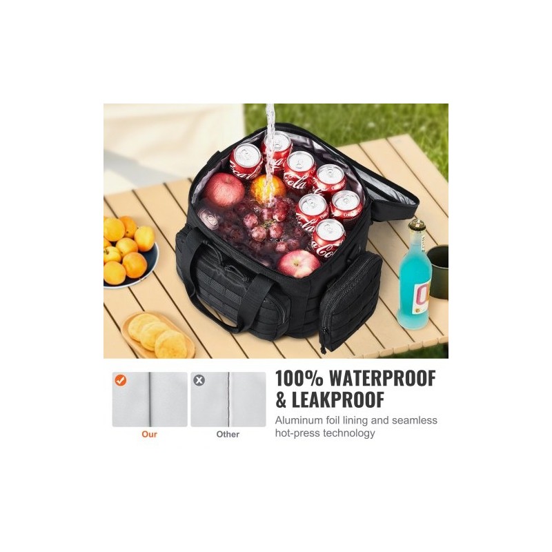 Kylmälaukku 20L 600D polyesteri musta MOLLE-järjestelmä irrotettavat säilytyspussit