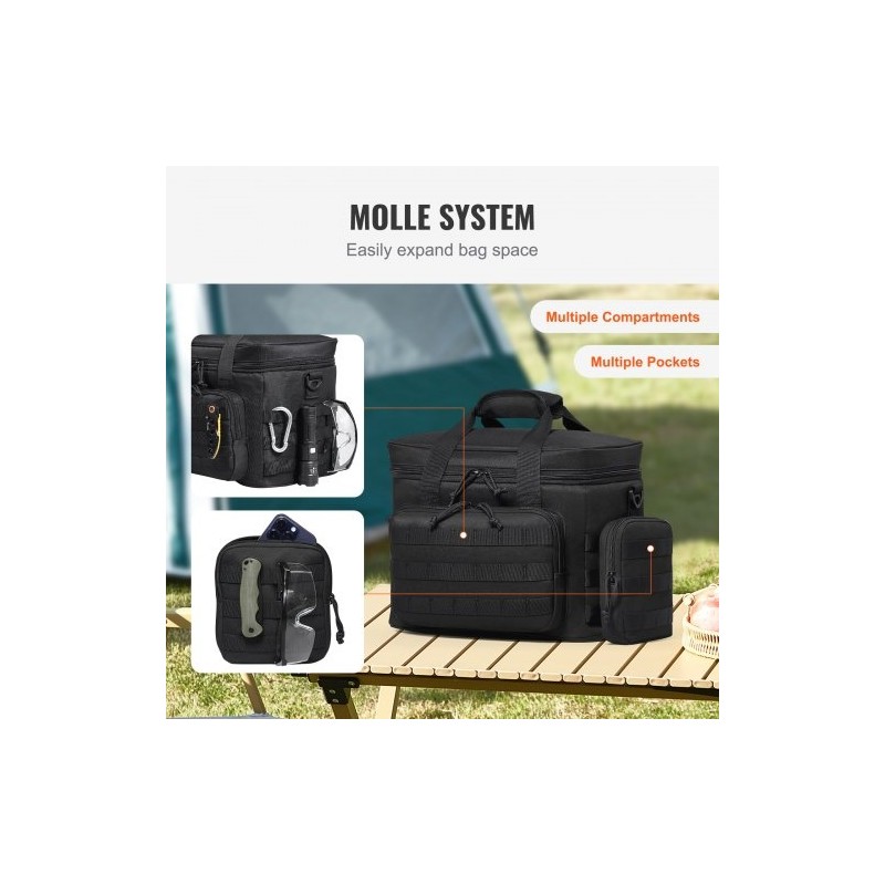 Kylmälaukku 20L 600D polyesteri musta MOLLE-järjestelmä irrotettavat säilytyspussit