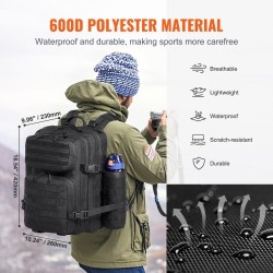 Taktinen reppu 25L 600D polyesteri MOLLE musta vaellukseen
