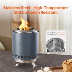 Pöytätakka ruostumatonta terästä sisä ja ulkokäyttöön sininen säilytyspussilla