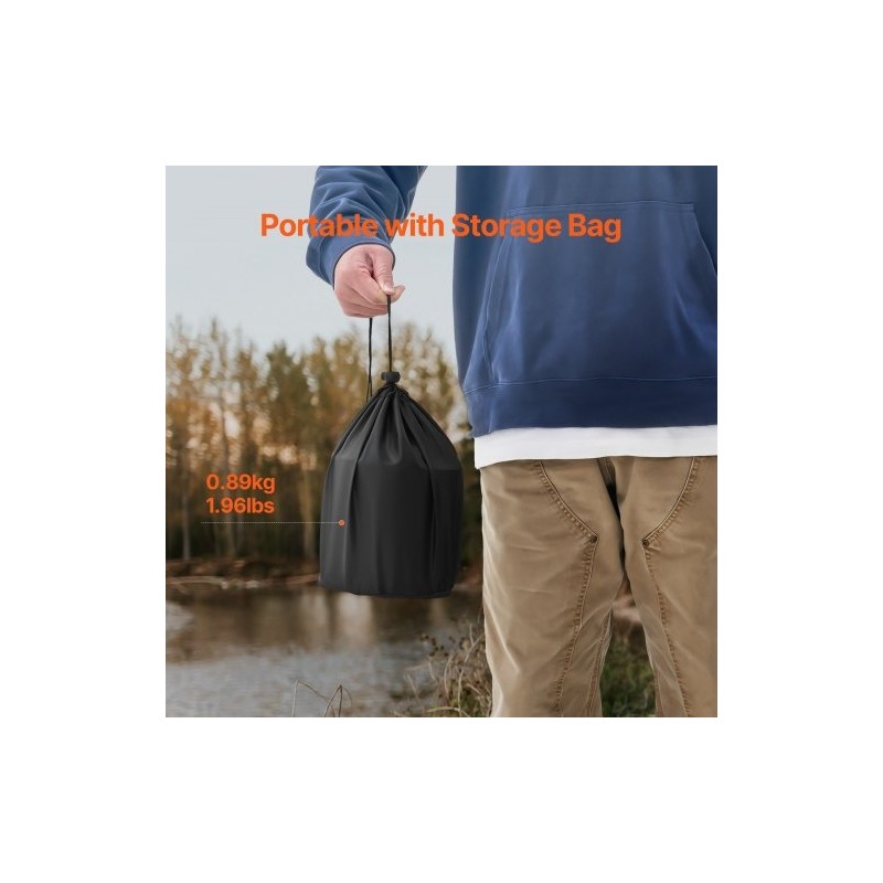 Pöytätakka ruostumatonta terästä sisä ja ulkokäyttöön sininen säilytyspussilla