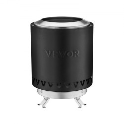 Pöytätulisija ruostumattomasta teräksestä musta kannettava sisä ja ulkokäyttöön puulla tai pelleteillä