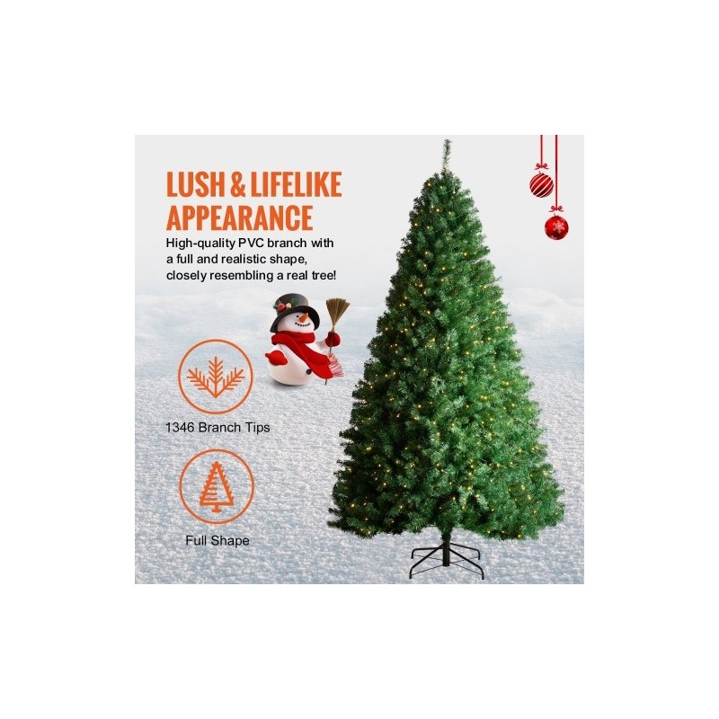 Tekokuusi PVC-oksat noin 2,28 m 1346 oksakärkeä 550 lämmintä LED-valoa metallijalusta