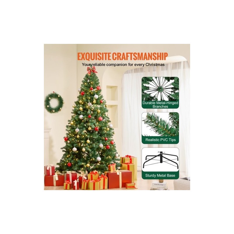 Tekokuusi PVC-oksat noin 2,28 m 1346 oksakärkeä 550 lämmintä LED-valoa metallijalusta