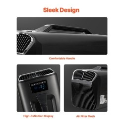 Siirrettävä ilmastointilaite 4000 BTU 3 nopeutta 16–30 °C tummanharmaa