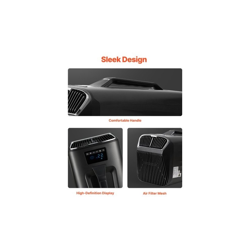 Siirrettävä ilmastointilaite 4000 BTU 3 nopeutta 16–30 °C tummanharmaa