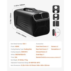 Siirrettävä ilmastointilaite 4000 BTU 3 nopeutta 16–30 °C tummanharmaa