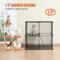 2-tasoinen metallinen kissahäkki teräslankainen 711 mm musta sisä- ja ulkokäyttöön