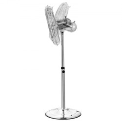 Jalustatuuletin metallinen 16 tuumainen säädettävä korkeus kääntyvä kolmivaihteinen hopea