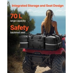 Mönkijän takalaukku takatelineelle 70 L musta 600D Oxford kangas eristetty 16 L