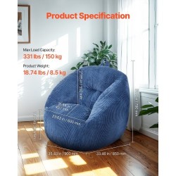 Säkkituoli pehmeä nalleveluuri 25D-muistivaahto lapsille liukumaton pohja 900x850x790 mm