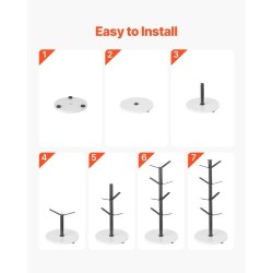 Mukiteline työtasolle puumainen rakenne hiiliteräsrunko marmorialustalla kahdeksalle mukille mattamusta