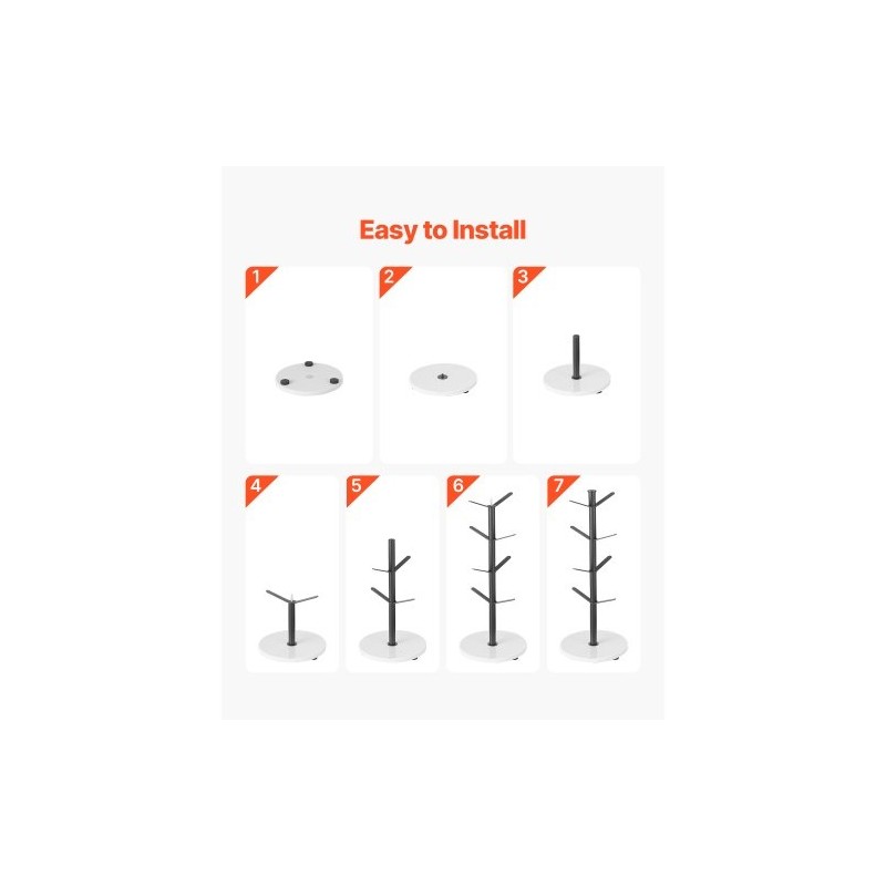 Mukiteline työtasolle puumainen rakenne hiiliteräsrunko marmorialustalla kahdeksalle mukille mattamusta