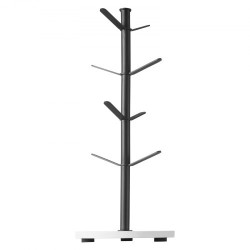 Mukiteline työtasolle puumainen rakenne hiiliteräsrunko marmorialustalla kahdeksalle mukille mattamusta