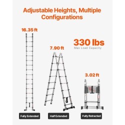 Teleskooppiset A-tikkaat ruostumattomasta teräksestä taitettavat korkeussäädettävät ja tukevat