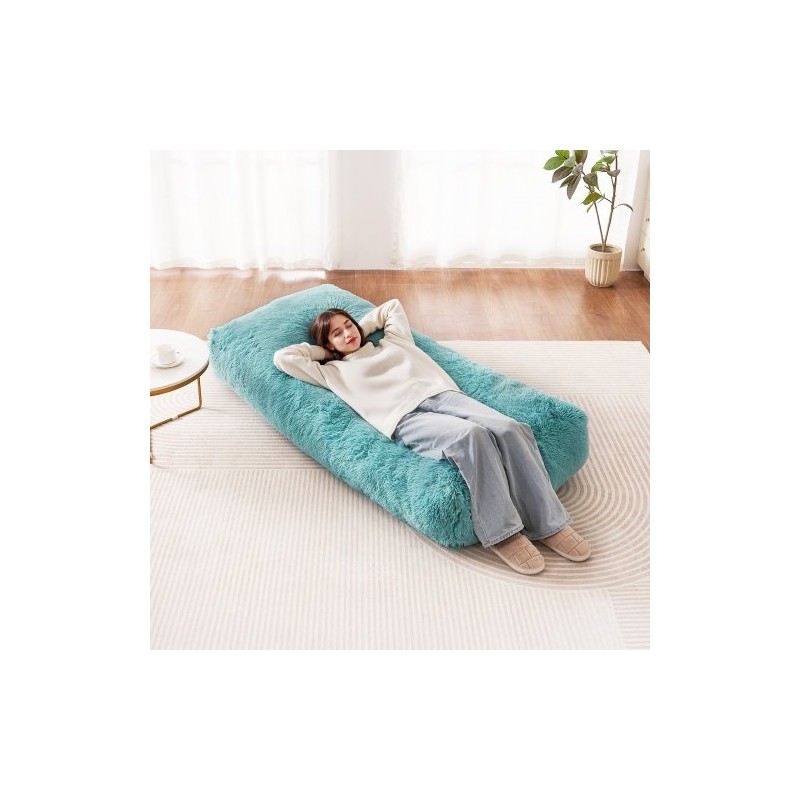 Säkkituoli suuri irrotettavalla pestävällä plyysipäällisellä sininen korkeatiheyksinen vaahtotäyte