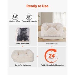 Säkkituoli pörröinen beige vaahtotäytteellä aikuisille selkänoja käsinojat