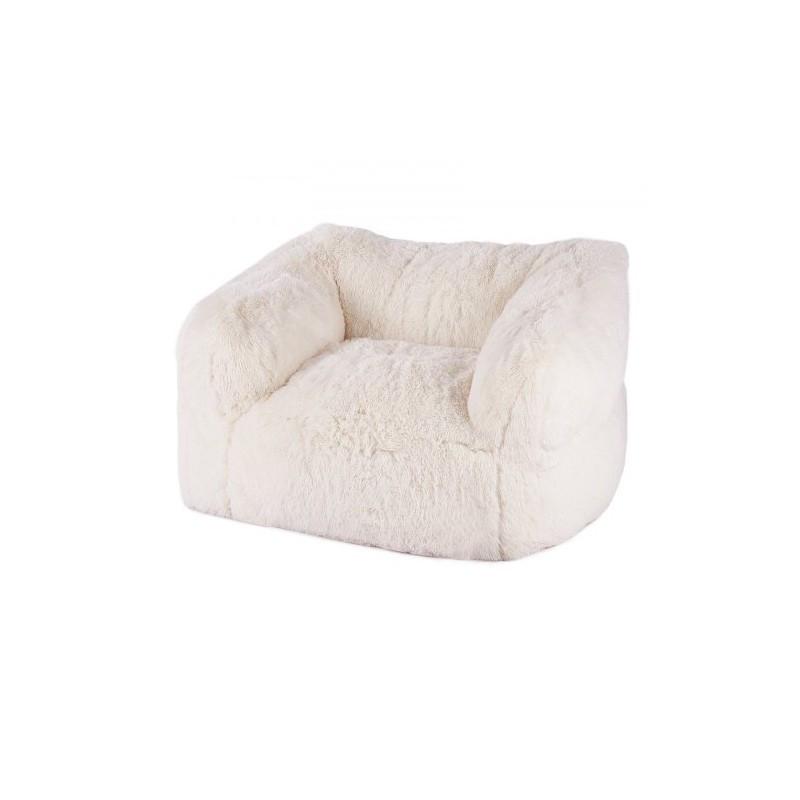 Säkkituoli pörröinen beige vaahtotäytteellä aikuisille selkänoja käsinojat