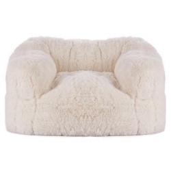 Säkkituoli pörröinen beige vaahtotäytteellä aikuisille selkänoja käsinojat