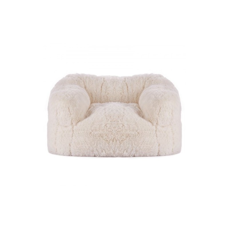 Säkkituoli pörröinen beige vaahtotäytteellä aikuisille selkänoja käsinojat