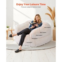 Säkkituoli korkeaselkäinen plyysipäällinen käsinojilla aikuisille korkeatiheyksinen vaahtotäyte beige