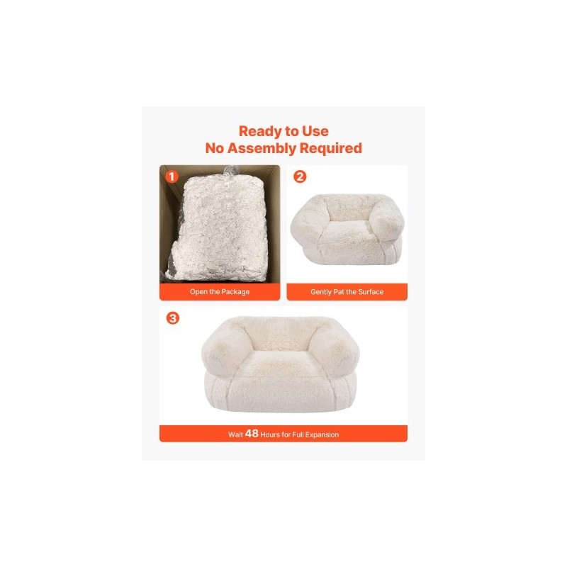 Säkkituoli korkeaselkäinen plyysipäällinen käsinojilla aikuisille korkeatiheyksinen vaahtotäyte beige