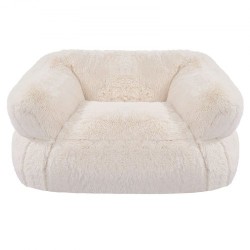 Säkkituoli korkeaselkäinen plyysipäällinen käsinojilla aikuisille korkeatiheyksinen vaahtotäyte beige