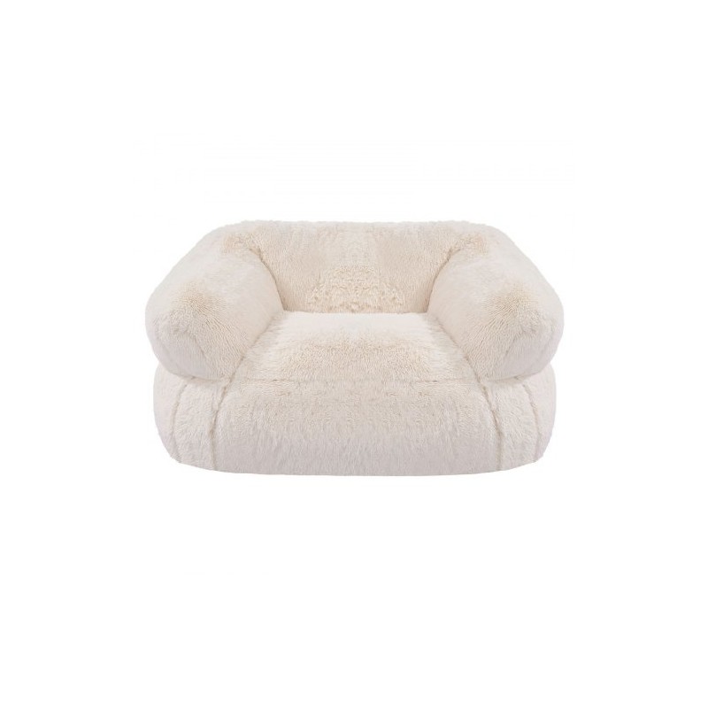 Säkkituoli korkeaselkäinen plyysipäällinen käsinojilla aikuisille korkeatiheyksinen vaahtotäyte beige