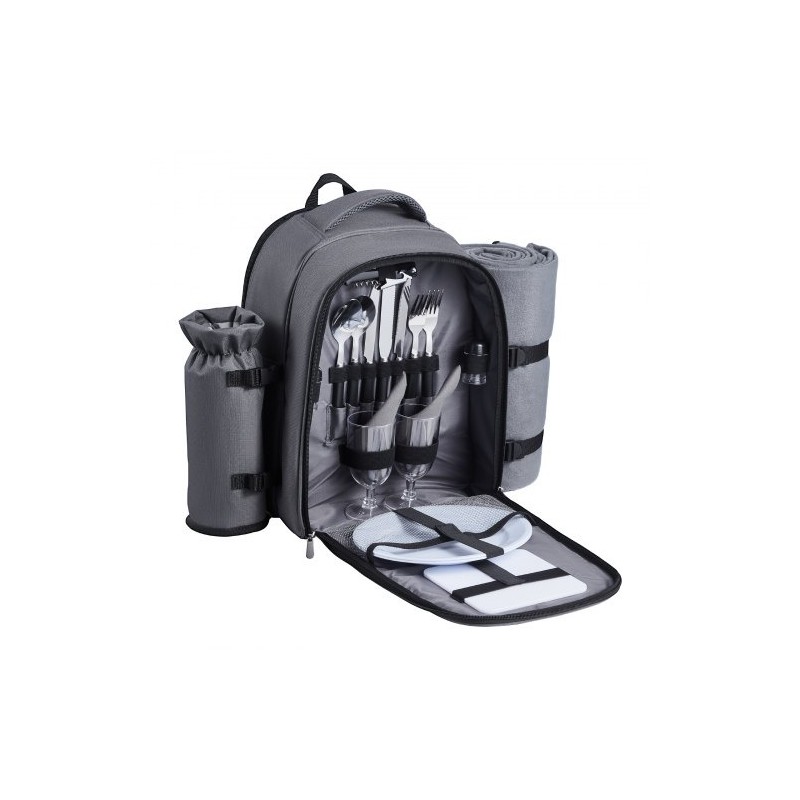 Piknikreppu 20 l 600D Oxford-kangas tummanharmaa eristetty viilennysosasto irrotettavalla pullotelineellä