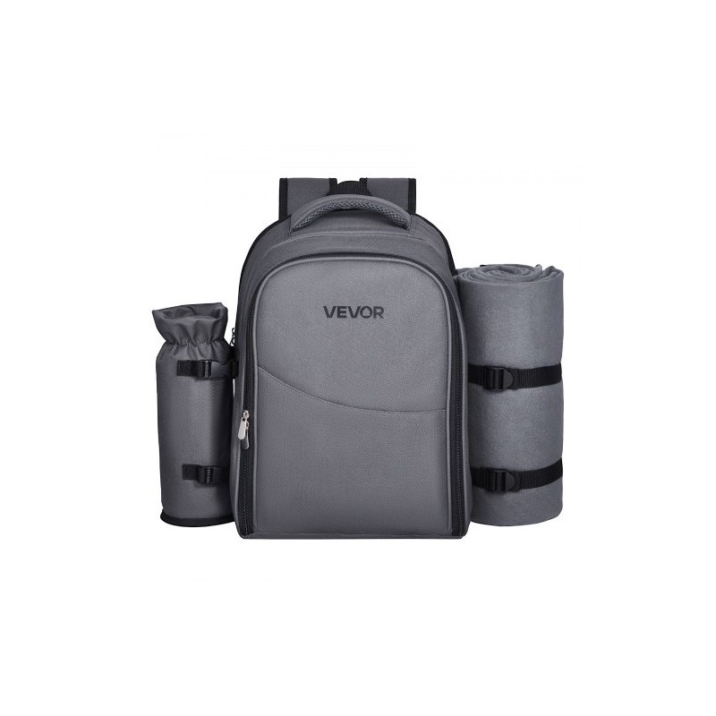 Piknikreppu 20 l 600D Oxford-kangas tummanharmaa eristetty viilennysosasto irrotettavalla pullotelineellä