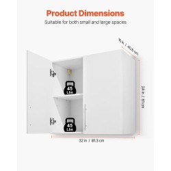 Seinäasenteinen pyykkikaappi valkoinen lastulevy ja MDF-levy kaksi ovea säädettävä hylly