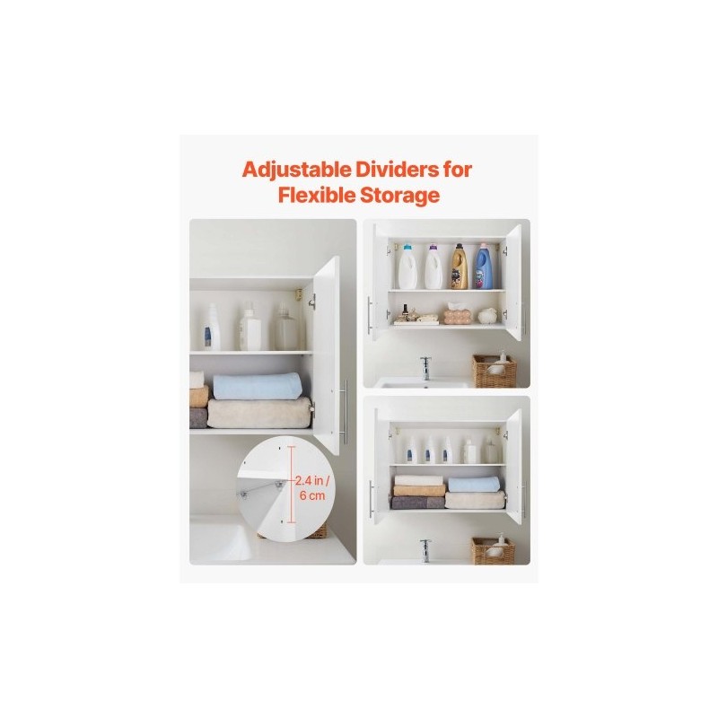 Seinäasenteinen pyykkikaappi valkoinen lastulevy ja MDF-levy kaksi ovea säädettävä hylly