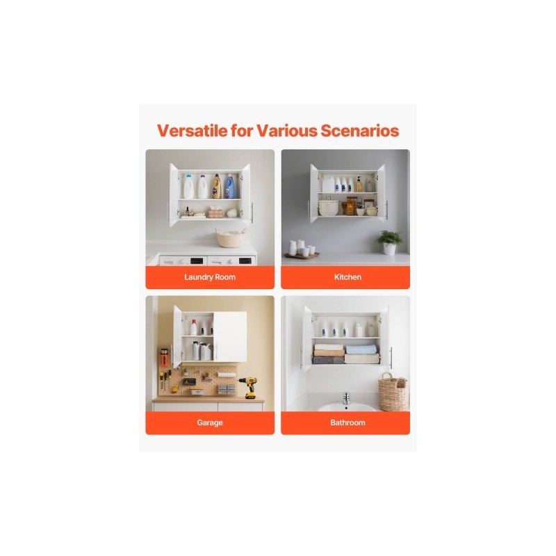 Seinäasenteinen pyykkikaappi valkoinen lastulevy ja MDF-levy kaksi ovea säädettävä hylly