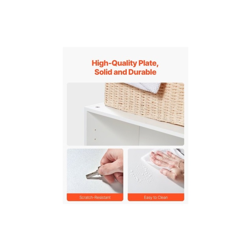 Seinään asennettava valkoinen kaksitasoinen kaappi säädettävällä hyllyllä lastulevystä ja MDF-levystä