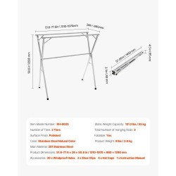 Pyykinkuivausteline 2-tasoinen teleskooppinen 201-ruostumaton teräs säädettävä 1,3–2 m kantavuus 55 kg