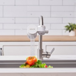 Hanakiinnitteinen valkoinen ABS vedensuodatin hiilikuitusuodattimella keittiöön kylpyhuoneeseen