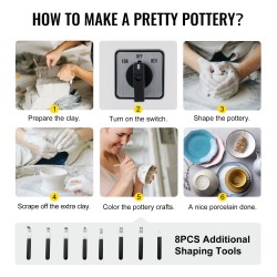 Sähkökäyttöinen dreija 25 cm:n dreijauslautasella, 280 watin, jalkapoljin ja muotoilutyökalut