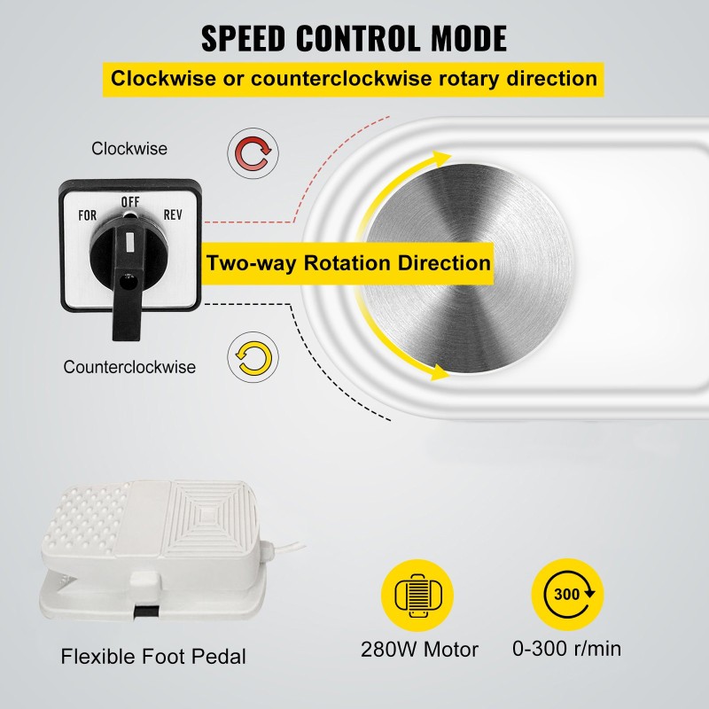 Sähköinen dreijakone 25-senttinen dreijalevy 280-watin moottori jalkapoljin roiskesuoja muotoilutyökalusetti hiljainen käynti