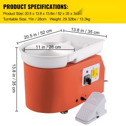 Sähköinen dreijauskone 28 cm 350 W 0–300 r/min jalkapoljin irrotettava vesiallas