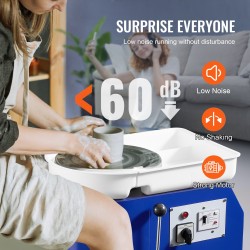 Sähködreija kahdenkymmenenkahdeksan senttimetrin keraamisella pyörällä jalkapoljin irrotettavalla altaalla